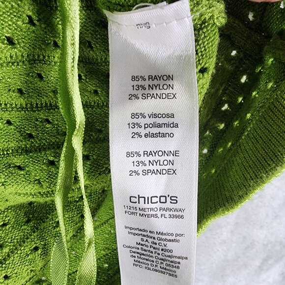 Womens Green Chicos Cardigan Sweater Short Sleeve Round Neck Size 2 (L) - Picture 7 of 11